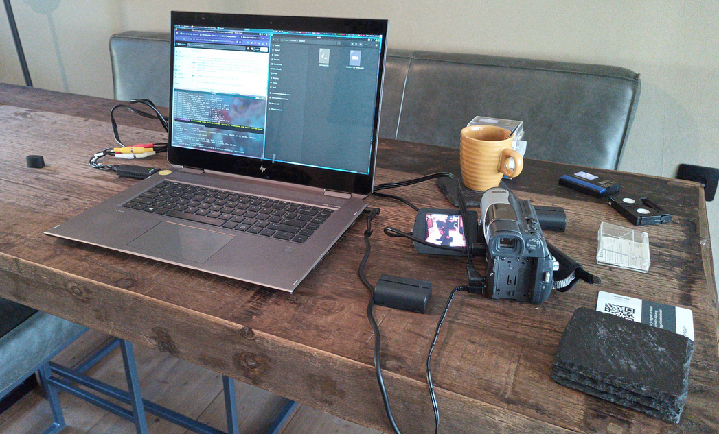 the setup for digitizing the tapes